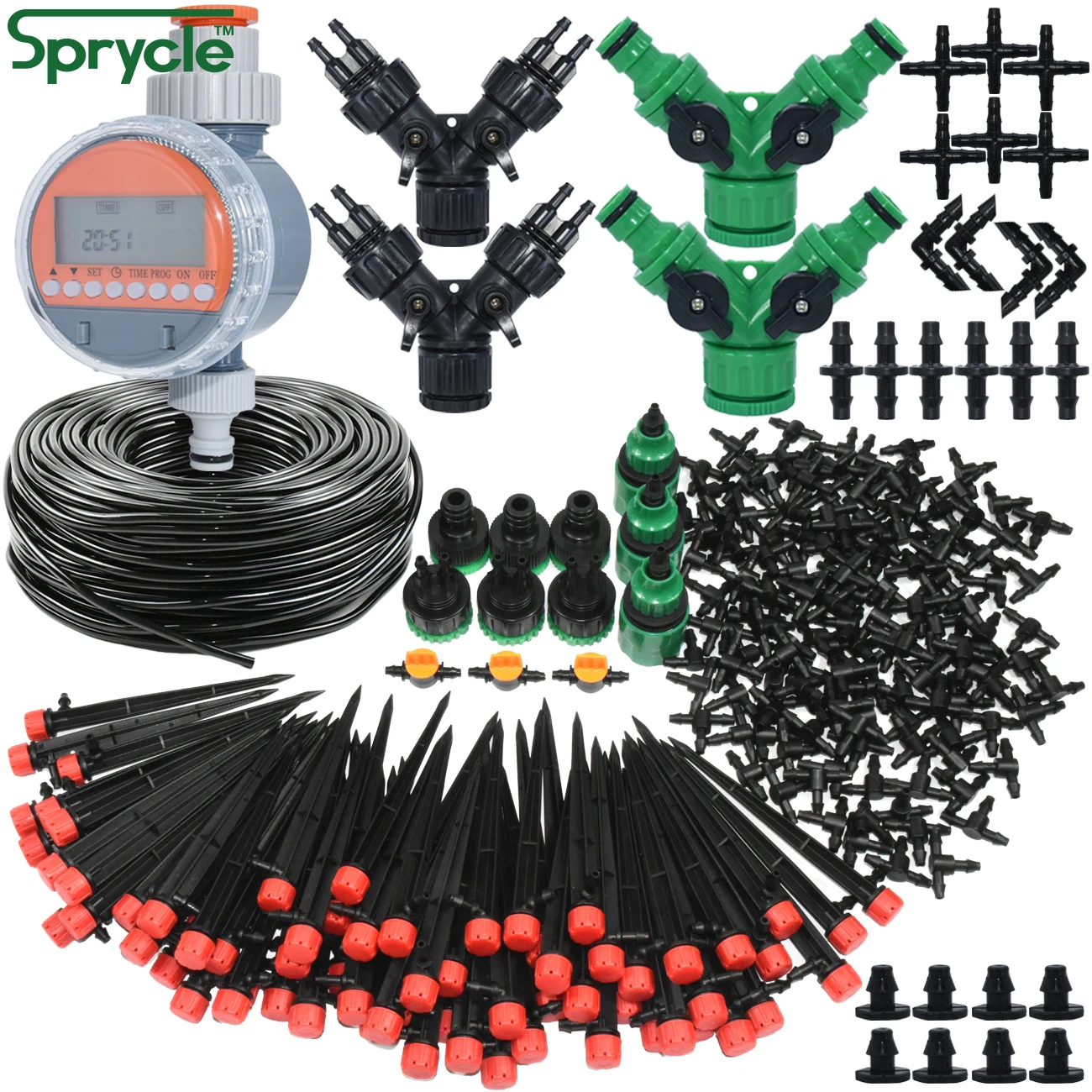 SPRYCLE Automatic Garden Watering System Sprinkler Kits Ball Valve