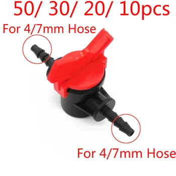 

50/30/20/10pcs4/7mm Irrigation Water Hose Valve 1/4'' Water Barb Garden 4/7Tap Hose Connector Sprinkle Drip Irrigation Fittings