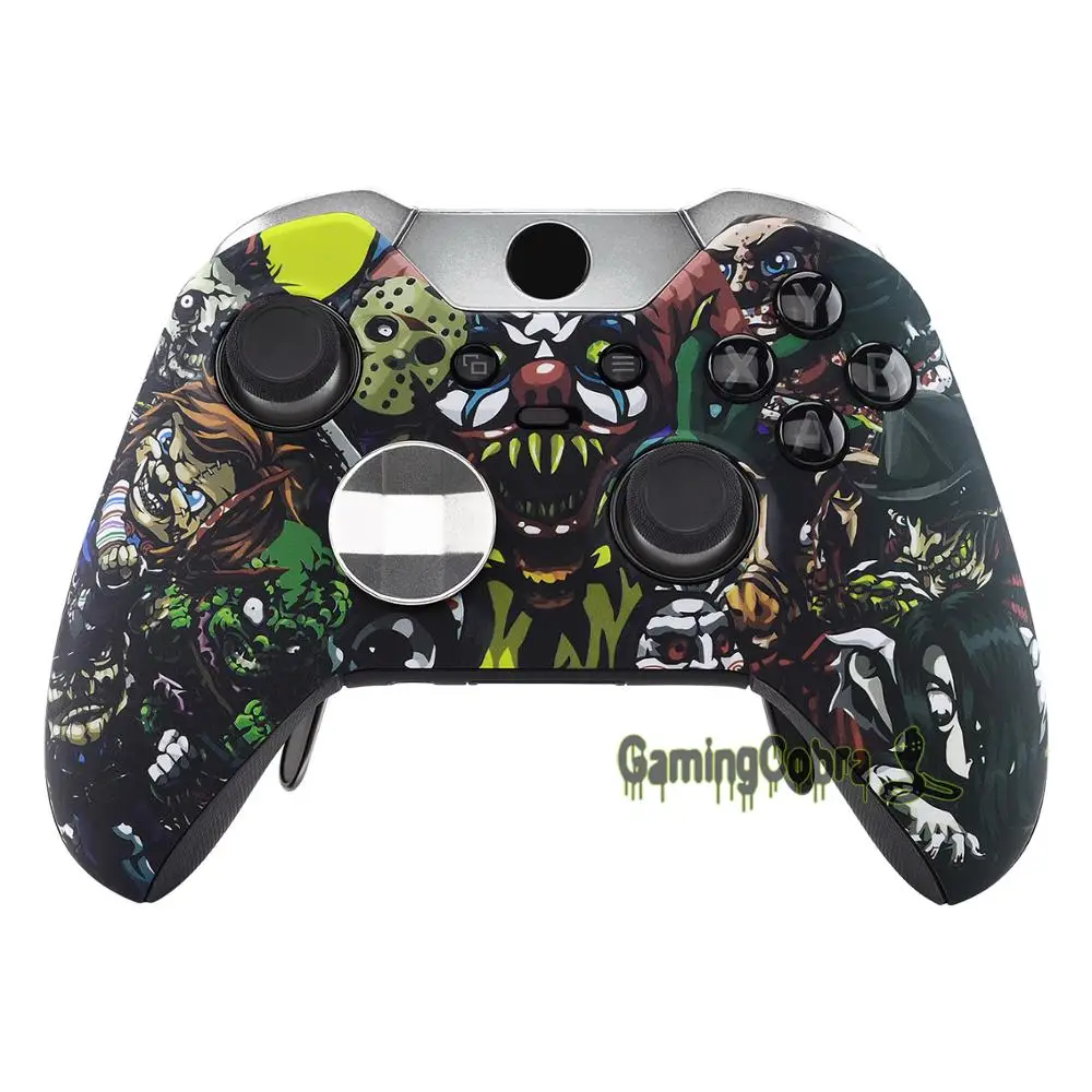 

eXtremeRate Custom Scare Party Patterned Soft Touch Upper Front Shell Housing Case Kit for Xbox One Elite Controller Model 1698