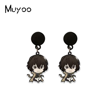 

New Arrival Cute Acrylic Black Dangles Earrings Anime Bungo Stray Dogs Akutagawa Dazai Osamu Nakahara Characters Epoxy Earrings