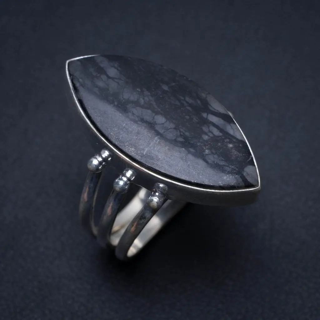 

Natural Picasso Jasper Handmade Boho 925 Sterling Silver Ring, US Size 9 S2541
