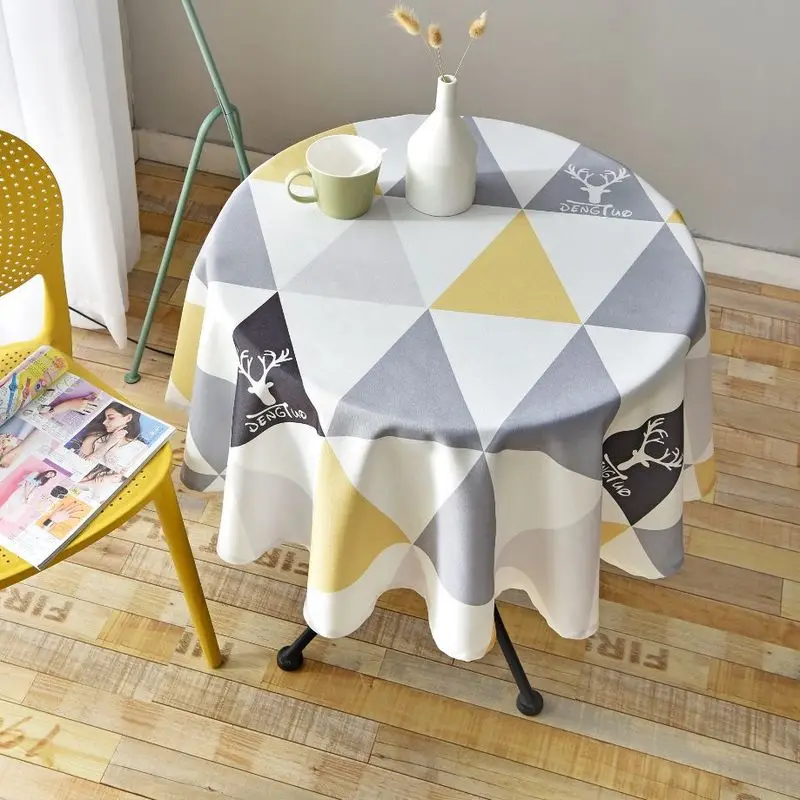 Nordic Style Round Tablecloth Simple Waterproof Restaurant Hotel Household Round Table Cloth Printi