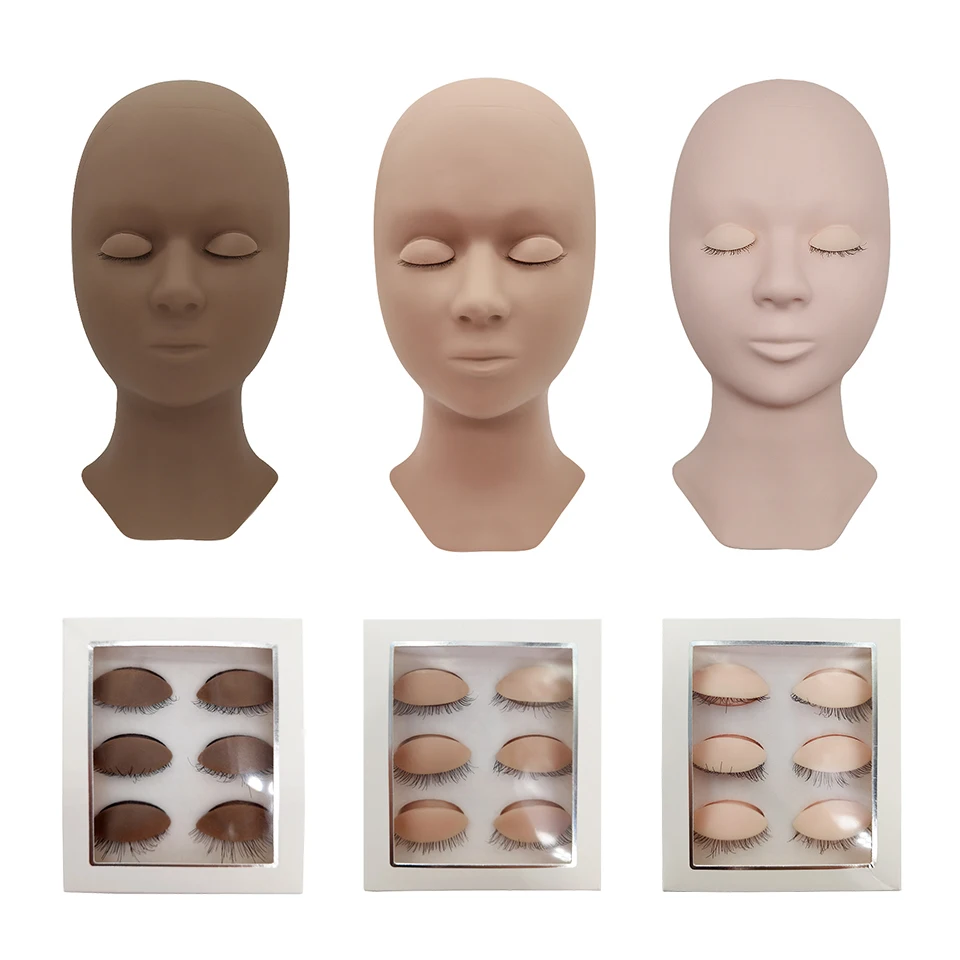 Description Picture 3 of itemEyelash Extension Silicone Practice Mannequin Model Head Replacement Eyelids Beginner Training Head Pads Facial Lash Makeup Tool