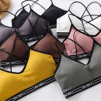 New Sling Yoga Sports Bra For Women Thin Section Beautiful Back Strap Bottoming Vest Gym Push Up Running Sport Bras Tube Top 2
