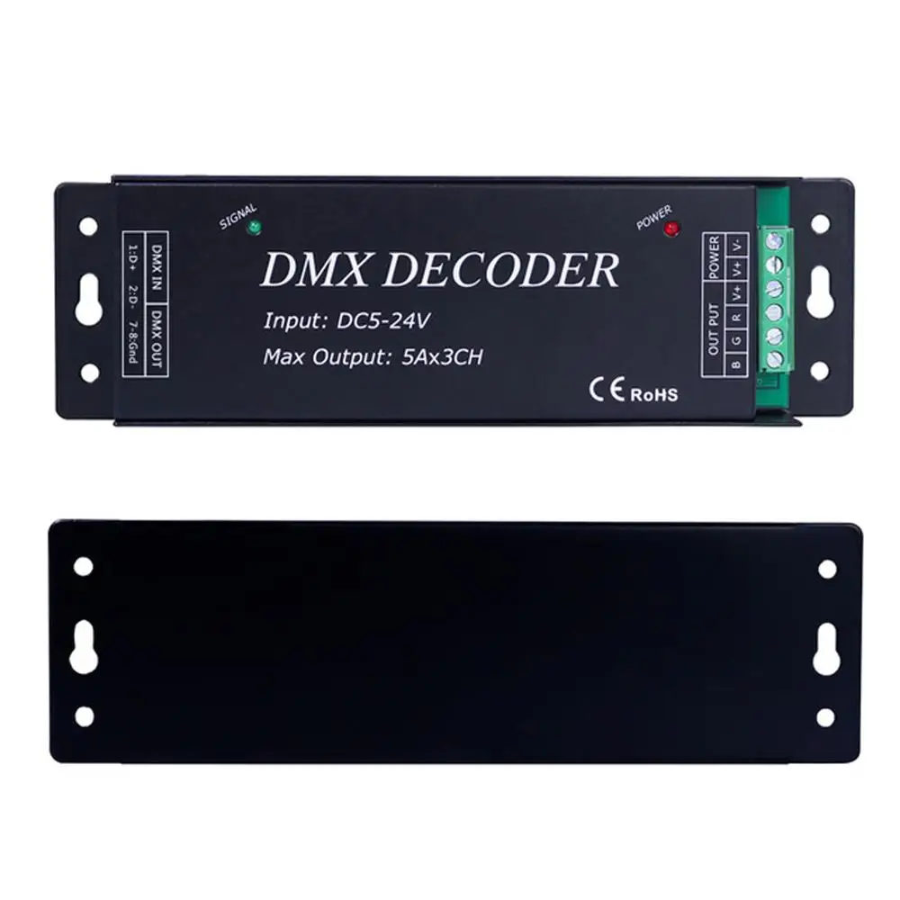 RF DC5 24V RGB DMX 512 декодер DMX512 светодиодный контроллер 3 * 5A с дистанционным