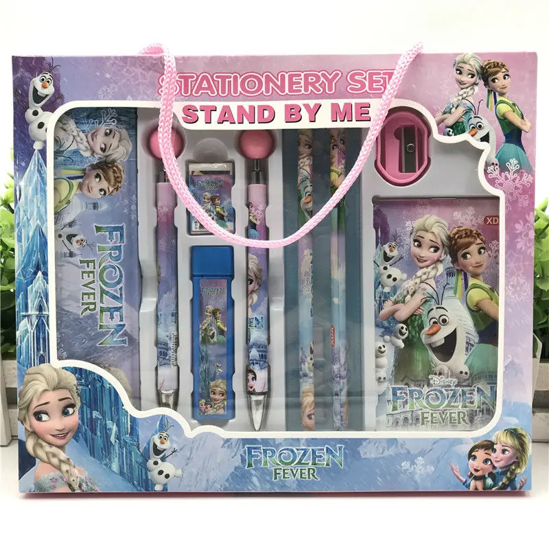 

Kawaii birthday party Frozen party Cartoon Auto Pencil Ball Pen Ruler Combination Student Gift Portable Stationery Set