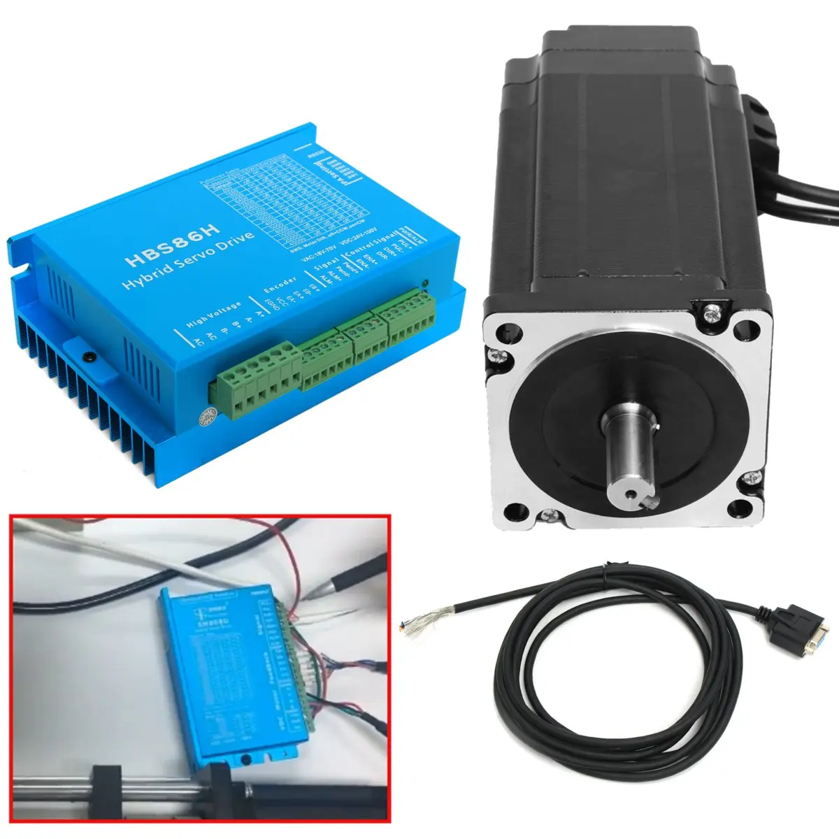 

NEMA34 12N.m 6A Closed Loop CNC Stepper Motor Driver Encoder 1000rpm Hybrid Servo 86HBSE12N-B32 Motor + HBS86H Diver Set