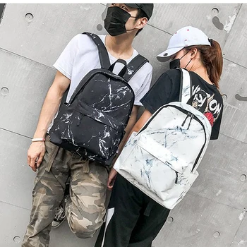 

Women Canvas Backpack For Teenagers Girls Large Capacity Bags Marbling Backpacks Female Rucksack School Bag