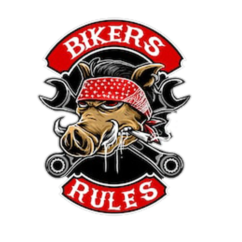 Fashion Bikers Rules Wild Boar Knight Rider Motorcycle Moto Car Sticker Decal Sunscreen Waterproof Cover Scratches | Автомобили и