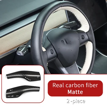 

For Tesla Model 3 car Wiper Shift Lever Cruise Trim Sticker Steering Wheel Wiper Decoration Carbon Fiber wiper lever cover