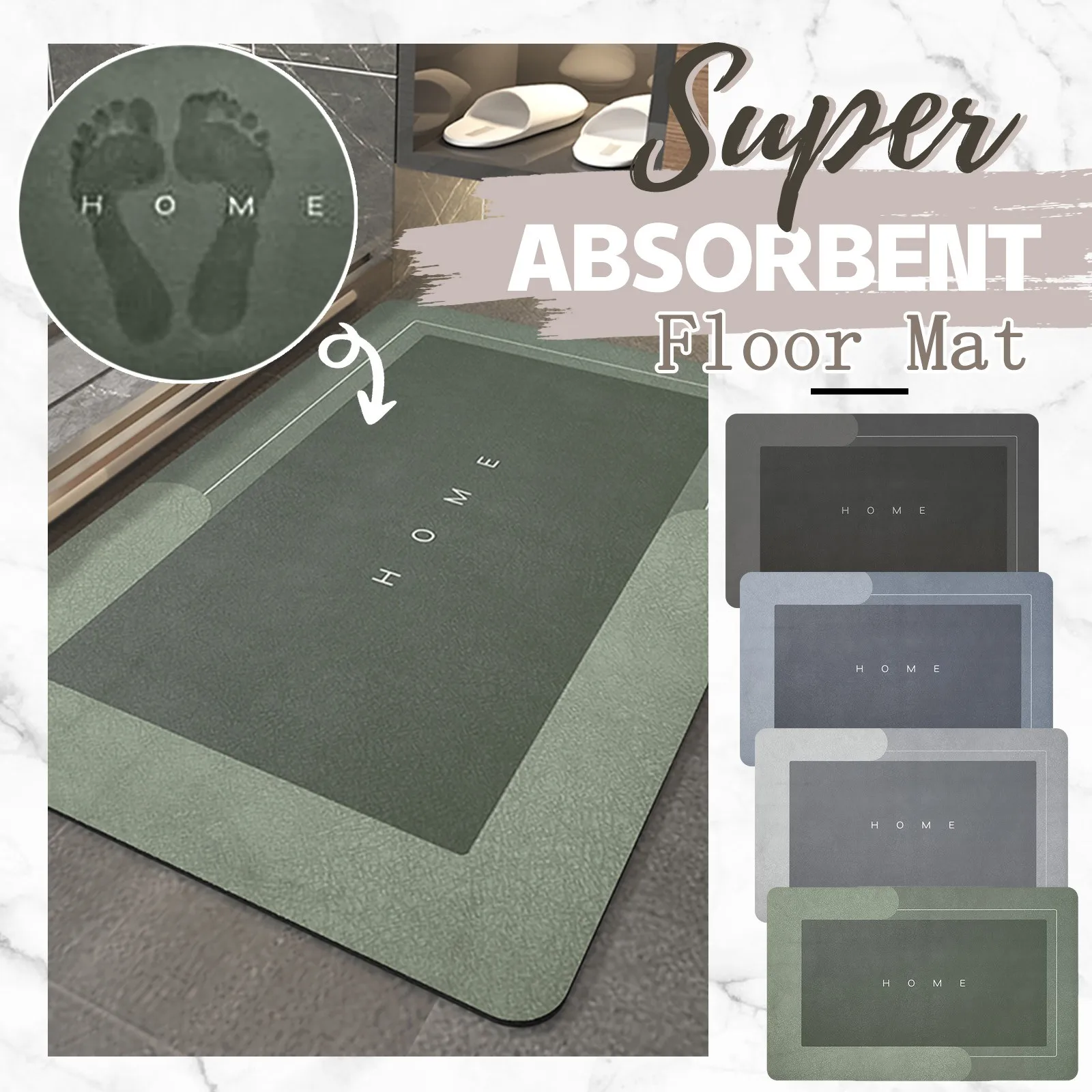 Super Absorbent Floor Mat, Non Slip Soft Microfiber Memory Foam Bath