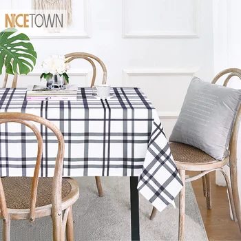 

NICETOWN Plaid Decorative Tablecloth Waterproof Oilproof Thick Rectangular Wedding Table Cover Coffee Table Cloth with 3 colors