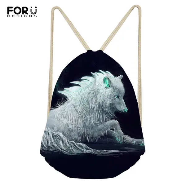 FORUDESIGNS/футболка с рисунком маленького дорожная сумка с завязками Луна волк узор мини сумка для обуви с милым принтом с животными для мальчиков и для девочек рюкзак для путешествий - Цвет: CDWX3814Z3