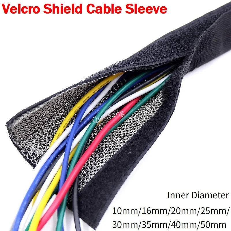 Fita Isolante de Velcro para Cabo de Proteção Fita de Nylon para Arreios Gerenciamento de Bainha Anti Eletromagnética Vazamento de Interferência