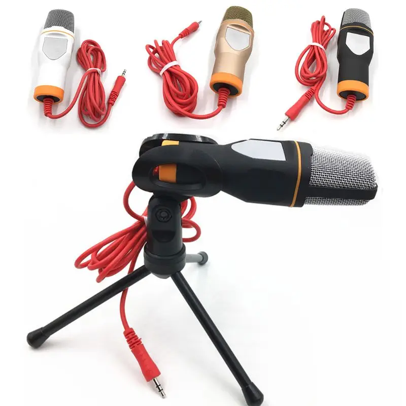 

3.5mm Wired Microphone with Tripod Stand Handheld Microphone for PC Chatting