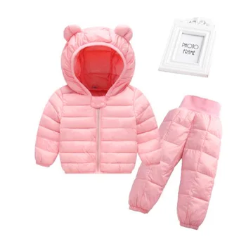 

kids Jackets +Pants Sets 2pcs for Girls Hooded Spring Winter Warm Children Baby Jacket&Outwear Toddler Infant Clothes Suit Boys