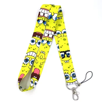 

10pcs Squarepants cartoon Neck Strap Lanyard keychain Mobile Phone Strap ID Badge Holder Rope Key Chain Keyrings Accessory Gifts