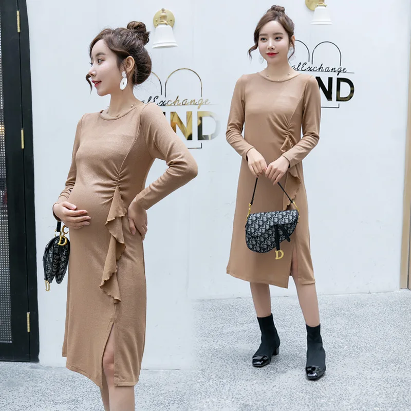 

Spring Maternity Dresses Winter Long Sleeve Maternity Sweater Dress Fall Pregnant Dress Autumn Maternity Gown Pregnancy Clothes