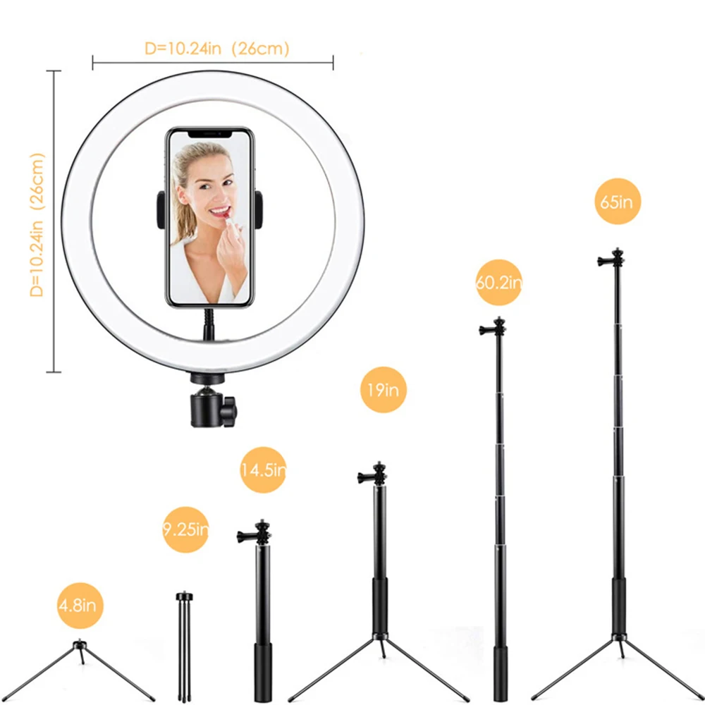 size of ring light