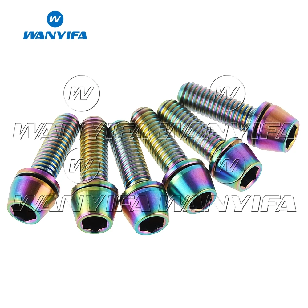 Wanyifa 6 шт. титановые Ti M5 x 16 18 20 мм шестигранные конические головки болты с шайбой