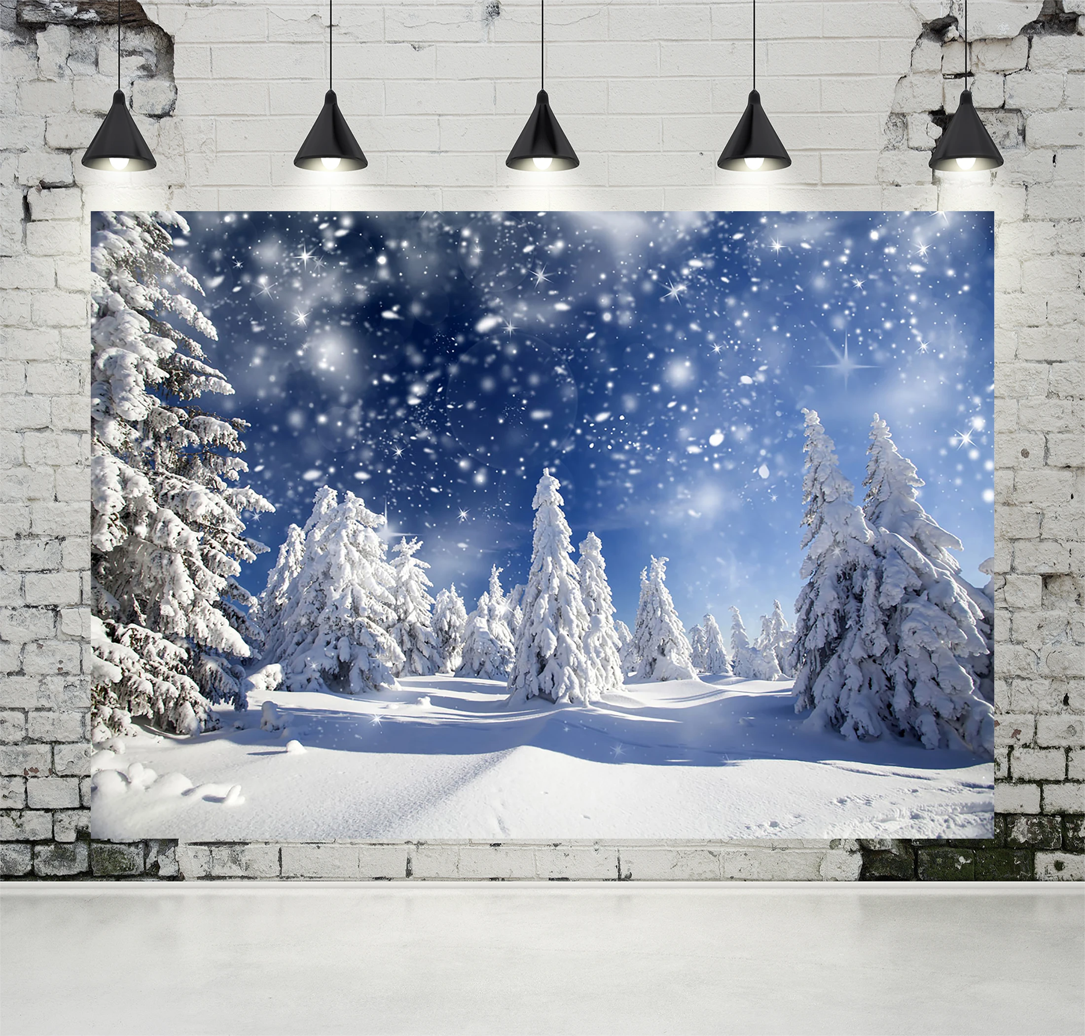 Photography Backdrop Winter Frozen Forest Snow Christmas Background Photo Studio