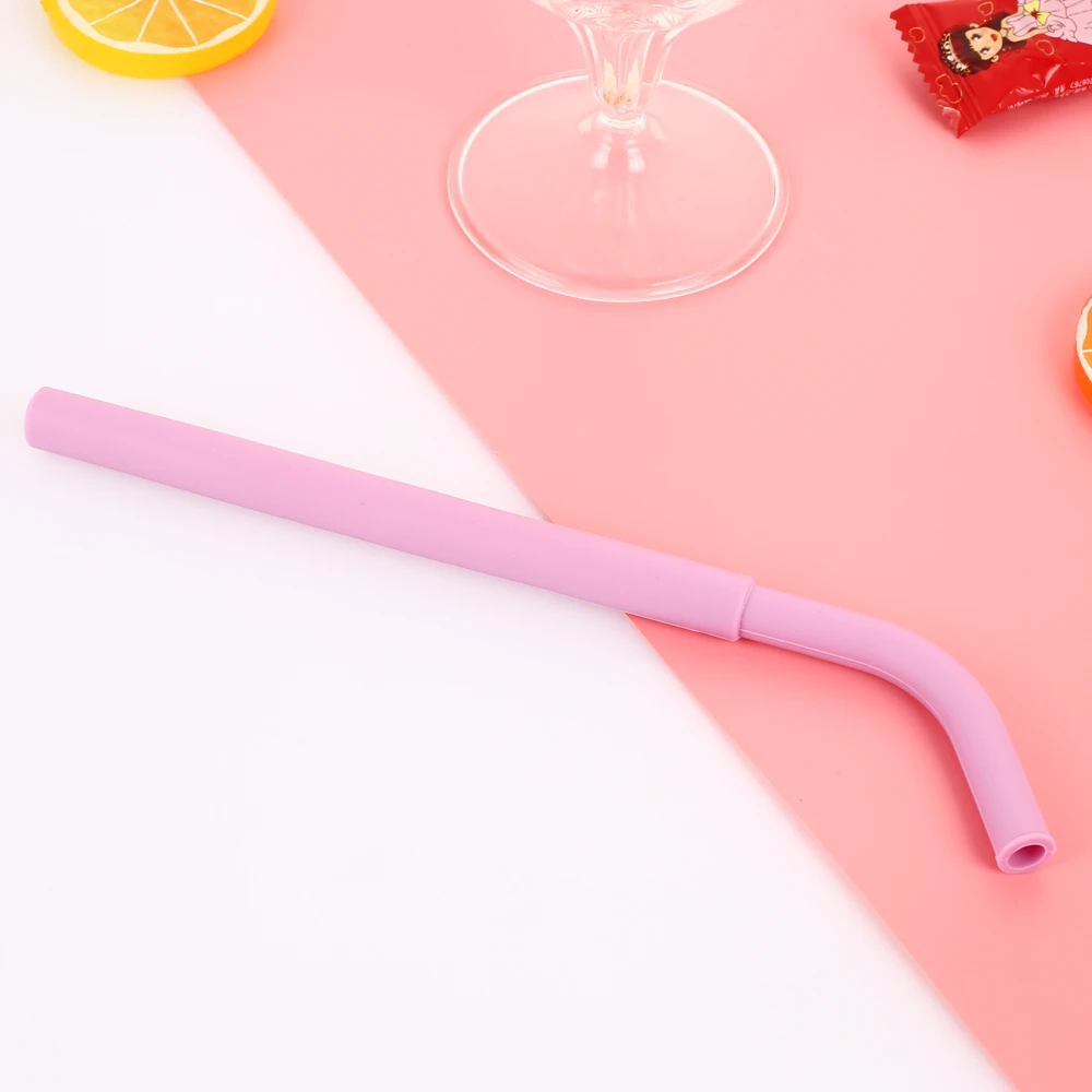 Food-Grade Drinking Straw Cocktail Portable Fruit Juice Birthday Silicone Reusable Silicone Straw Sucker Elbow Kitchen Wedding