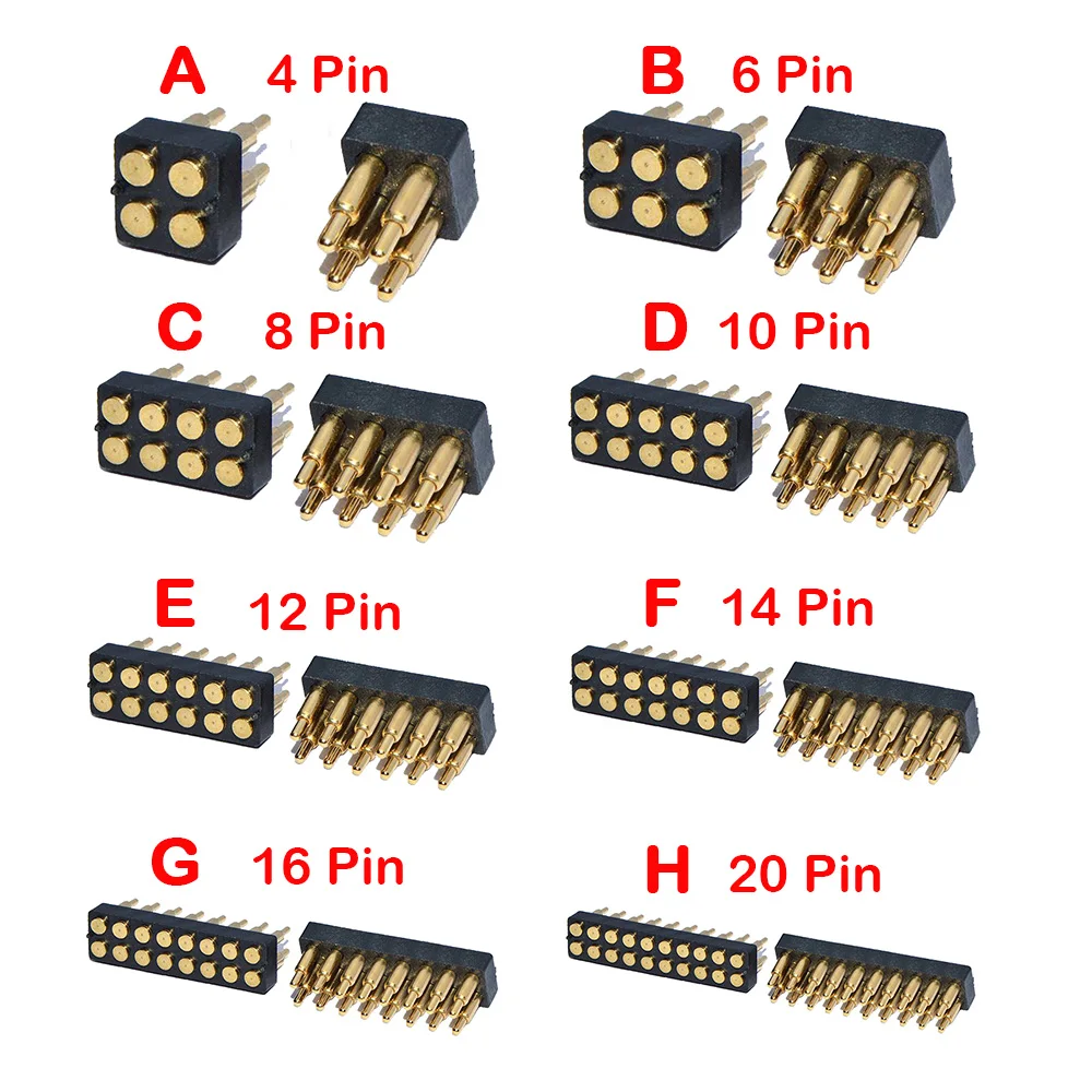 2 pcs Spring Loaded Pogo Pin Connector Plug 4 6 8 10 12 14 16 20 Pin Dual  Row Surface Mount SMT DIP Height 7.0mm Pitch 2.54 mm - AliExpress
