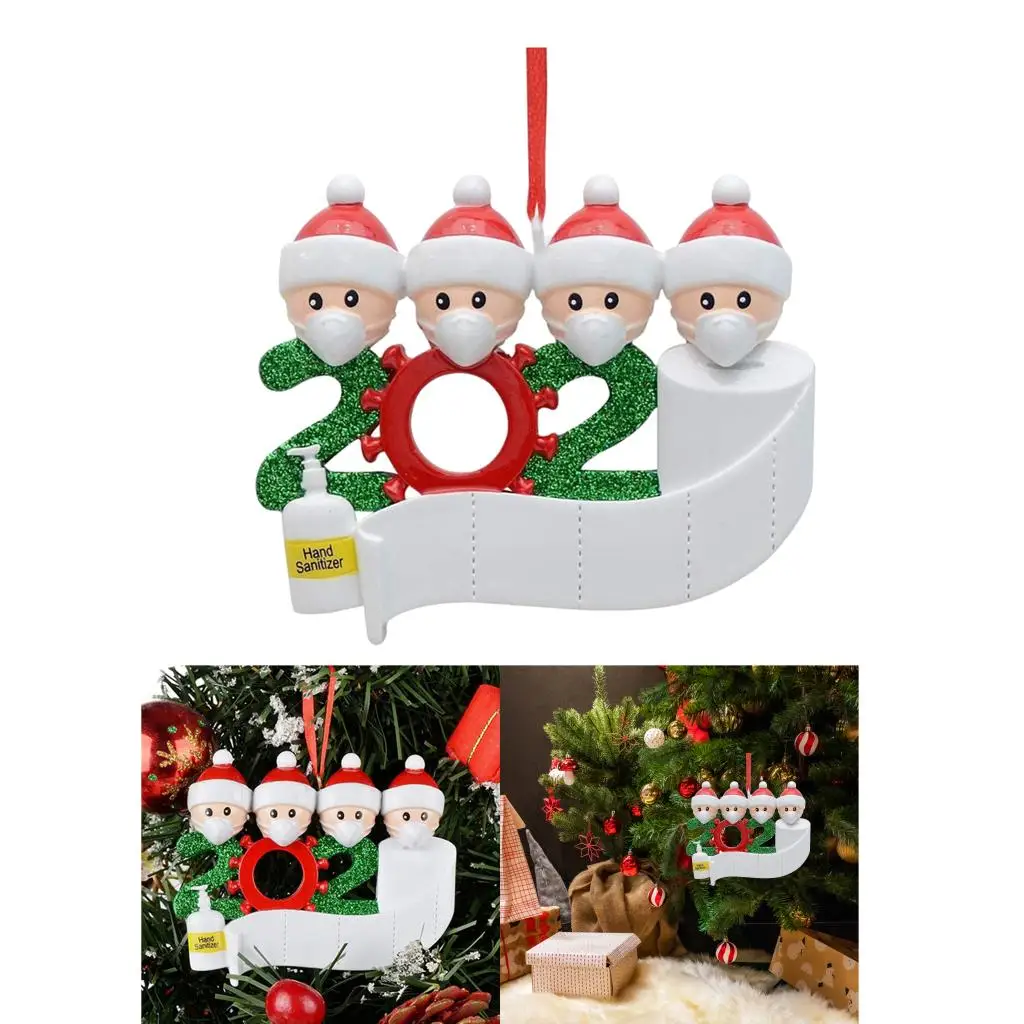 Personalized Name Christmas Ornament Kit with Mask, 2020 Quarantine Survivor Family Customized Christmas Decorating Kit