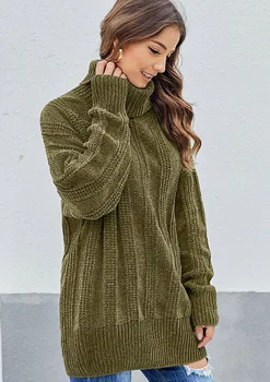 

Casual Women Knitted Sweater Thicken Warm Winter Knitwear Loose Turtleneck Soft Pullovers Pusero Fashion Pull Femme Tops 2019