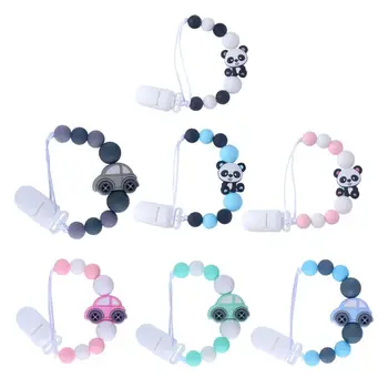 

Dummy Clips Baby Boys Girls Pacifier Chain Silicone Teething Relief Toys Beads Soothie Pacifier Holder Clips Baby Shower Gift