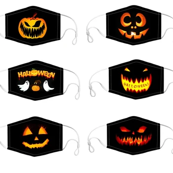 

1PCS Kid Mask Halloween Mask Pumpkin Spoof Horror Pattern Reusable Washable Cute Mask PM2.5 Face Mouth Child Funny Grimace Mask