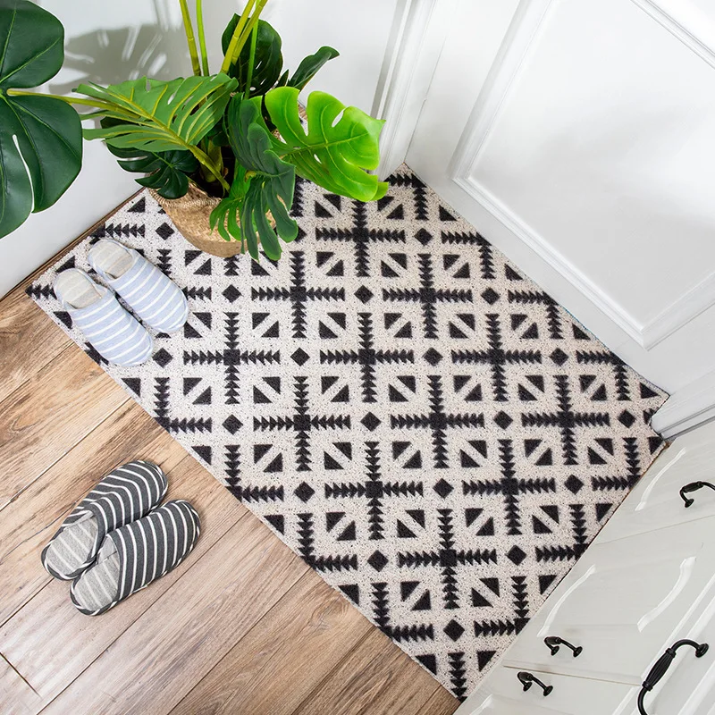 Anti-Slip  PVC Door Mats Carpet Nordic Minimalist Dust Carpet Kitchen Mat PVC Silk Loop Entrance Doormat for Hallway