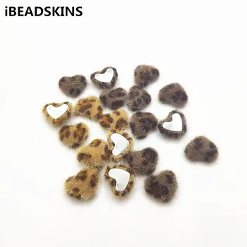 

New arrival! 17x15mm 200pcs Cloth pattern Leopard print flat heart beads for earrings,Earring parts,jewelry findings