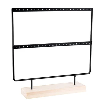 

Earring Organizer Jewelry Stand Organizer, Black Metal and Wood Basic Large Storage Earrings Holder