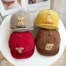 Модная детская шапка, осенне-зимняя Детская кепка, Детская Вельветовая симпатичная бейсболка с буквами, Детская шляпа для защиты от солнца