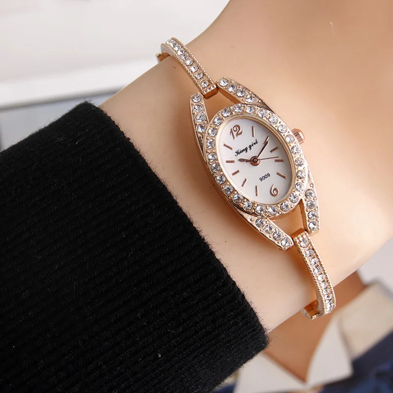 

Korean-style Casual Female Fashion Watch Simple Small Cap Girl'S Watch Rose Gold Diamond Set Women's Fine Bracelet Watch