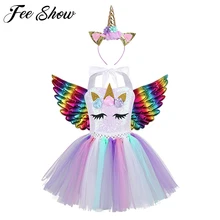 Новые детские костюмы с героями мультфильмов для девочек, блестящее Сетчатое платье-пачка с пайетками и повязкой на голову, вечерние платья принцессы для девочек на Хэллоуин