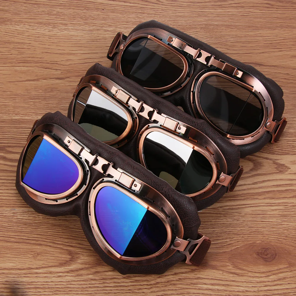 Occhiali da moto Vintage in pelle Climax 513NP neri
