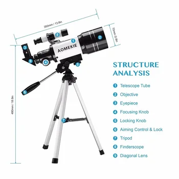

30070 Astronomical Refractor Telescope With Tripod For Beginners Optical Prism