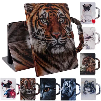 

For Samsung Galaxy Tab A7 10.4 2020 T500/505 Tablet With Card Slot Flat Protective Shell Handle Bracket Cover Pu+TPU Print Case