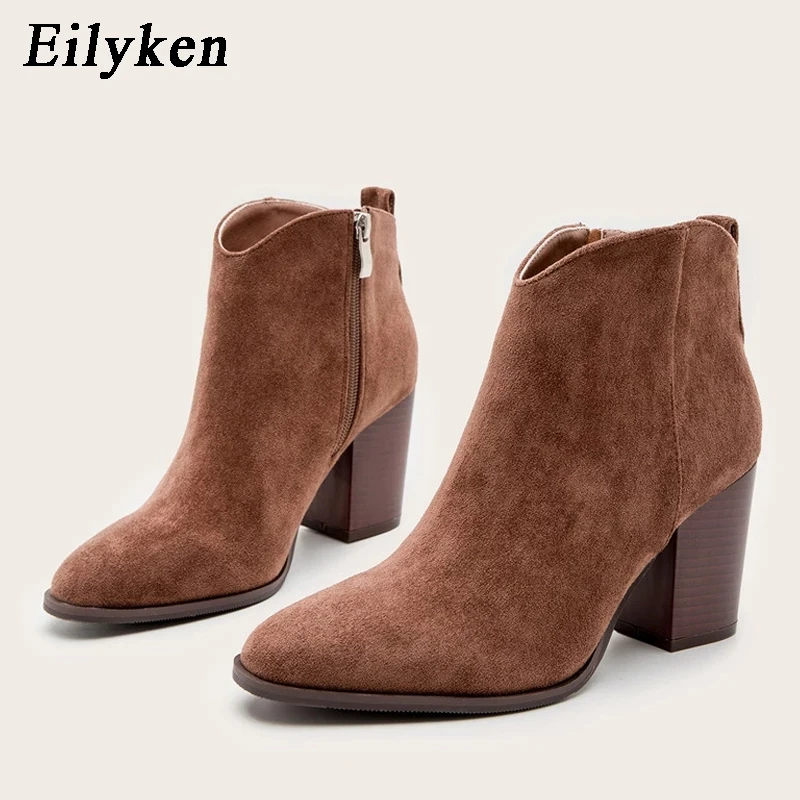 Ботильоны женские из искусственной замши Eilyken на высоком каблуке с боковой