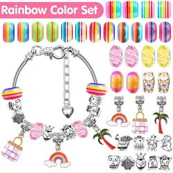 Kit de fabricación de joyas de Navidad, juguetes de cuentas DIY, pulsera con dijes, collares, conjunto de cuentas de aleación acrílica, juguete de pulsera para niños