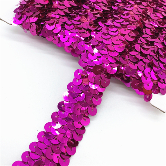 20mm Sequins Elastic Band Elastic Ribbon Lace Trim Sequin Sewing Fabric For Crafts Sewing Cloth Accessory Sequin Trim
