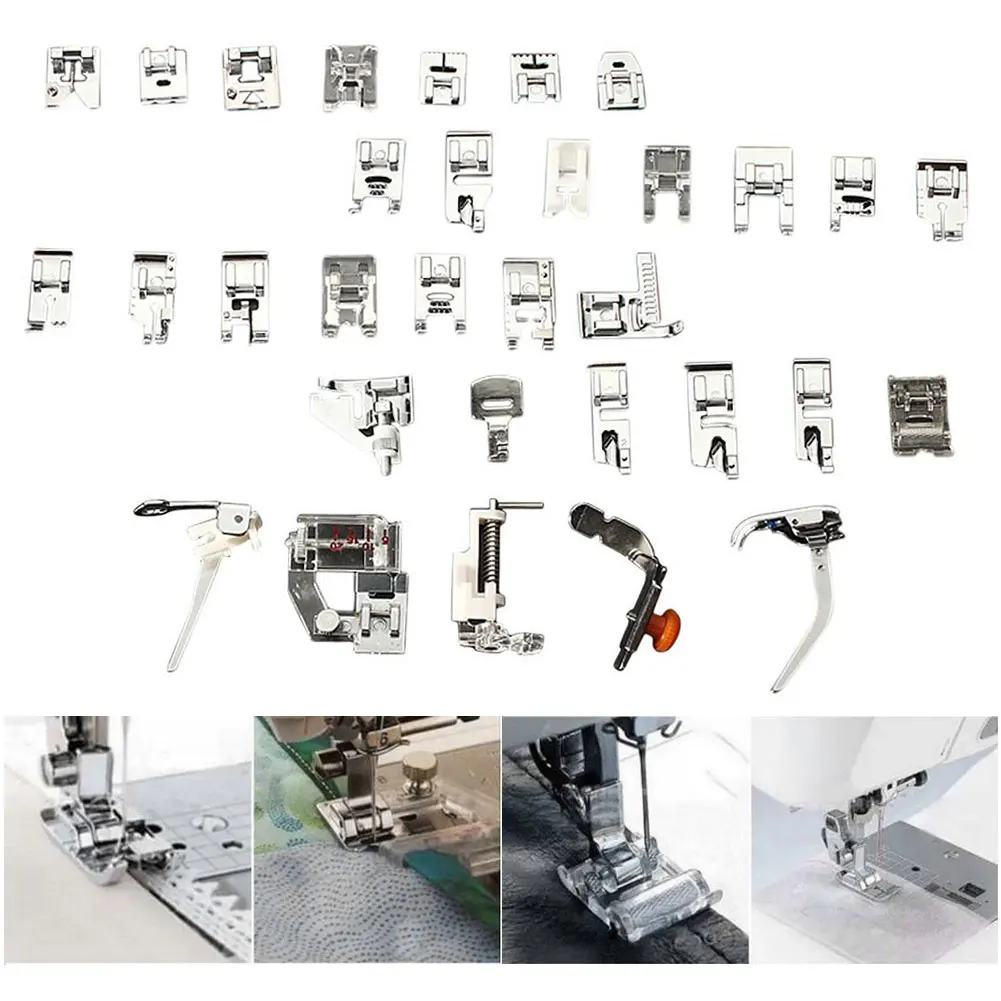 Home& Living Presser Feet Sewing Machine 32PCS Singer Janome Foot Kit Domestic for Brother Tailor Useful Part