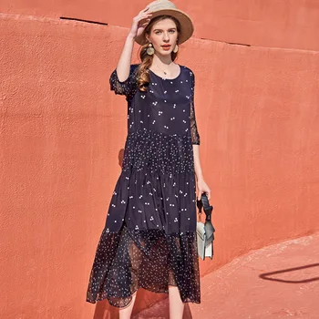 

Real Silk Dress Wholesale 2020 Summer New Women's Wear European And American Dot Printed Ladies Clothing
