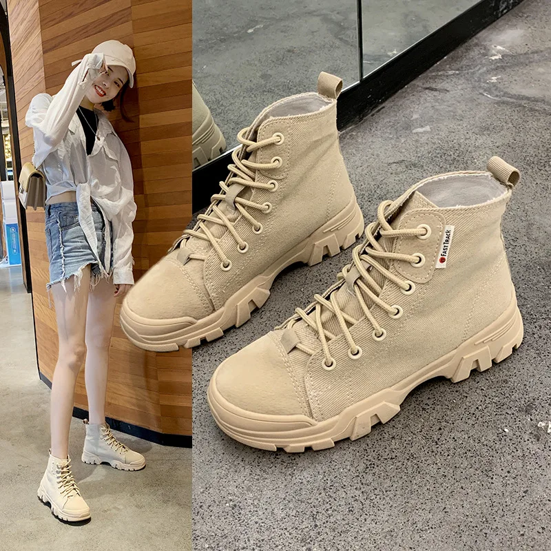 

Martin Boots Women's 2019 Spring And Autumn Versatile Korean-style Martin Women's New Style Single Boots Chunky Heel Semi-high H