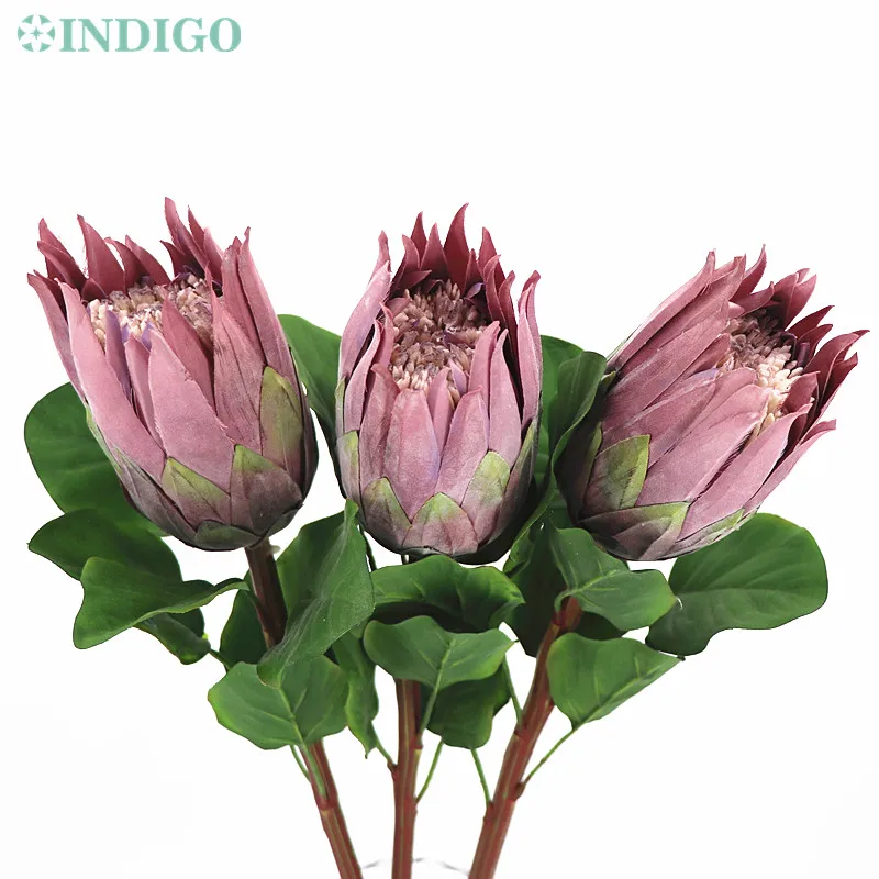 Индиго-3 шт. фиолетовый протеа cynaroides принцесса цветок большой Южная Африка искусственный цветок свадьба вечеринка событие - Цвет: 3 piece flower