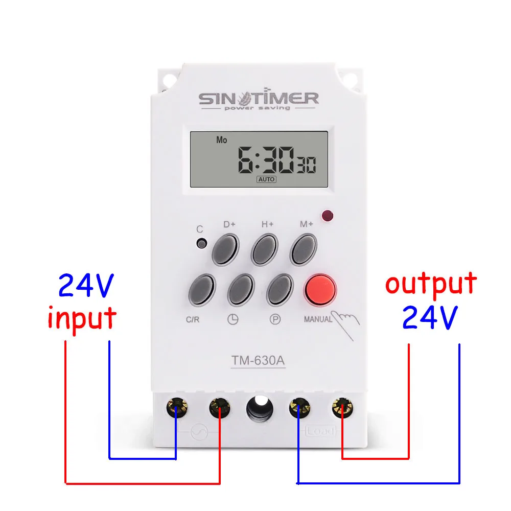 24v dc ac input 7 days programmable 24hrs mini timer switch 24v time
