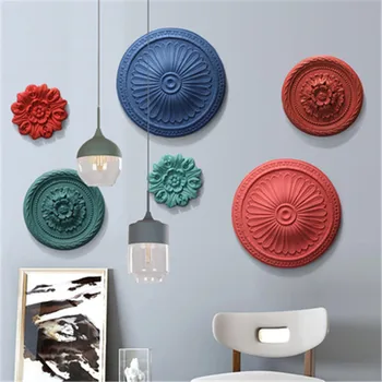 

Nordic Stereoscopic Flower Pattern Emboss Resin Wall Hangings Fashion Sofa Background Wall Hanging Plate Decoration X2422