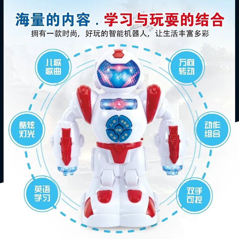 

New Style Intelligent Robot Early Education CHILDREN'S Toy Electric Light Music Dancing Machinery Cops Robot Models